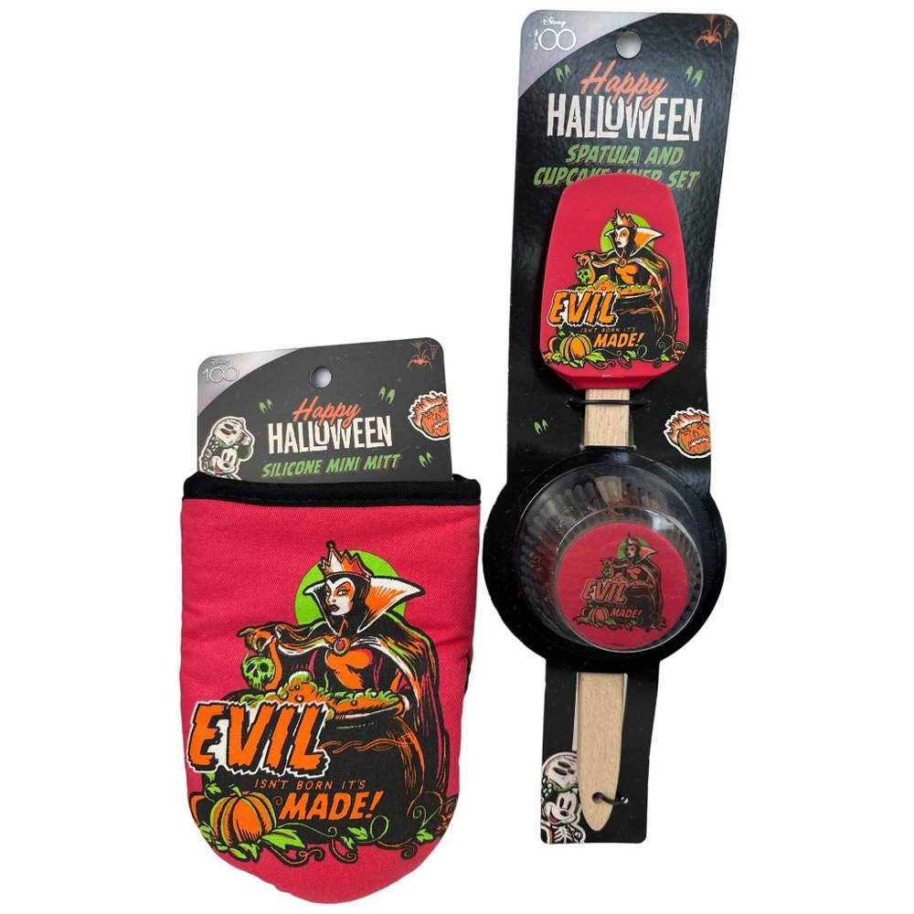 Disney 100 Evil Queen Evil Isn’t Born It’s Made Oven Mitt Spatula Liners Lot